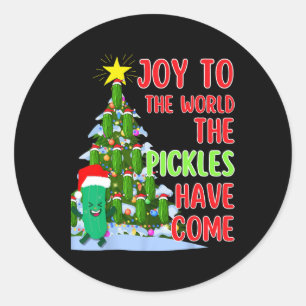 Sticker Rond Père Noël Pickle Christmas Tree Lights Amusant Pic