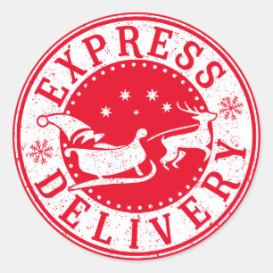 Sticker Rond père Noël pôle nord express livraison cadeau se