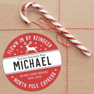 Sticker Rond Père Noël Pôle Nord Express Reindeer Noël