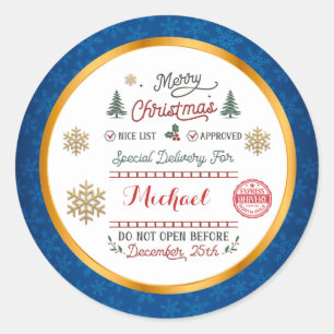 Sticker Rond Père Noël pôle Nord livraison spéciale personnalis