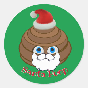 Sticker Rond Père Noël Poop Emoji