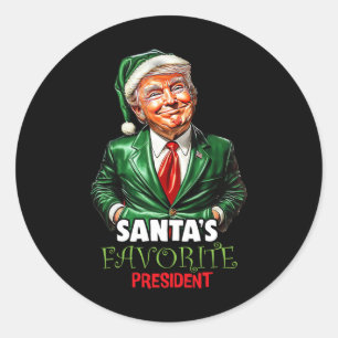 Sticker Rond Père Noël Président favori Funny Trump Noël X