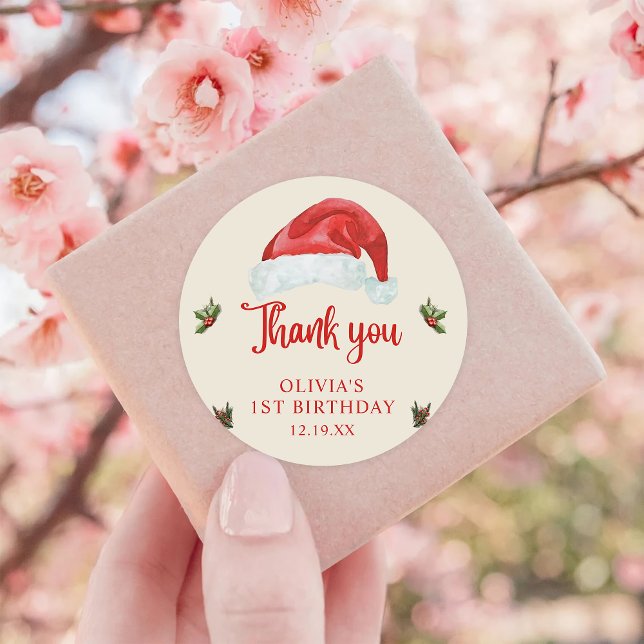 Sticker Rond Père Noël Red Casquette Noël Fête de Noël Annivers (Créateur téléchargé)