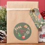 Sticker Rond Père Noël Reindeer Christmas Grey<br><div class="desc">Vous cherchez cet autocollant unique de Noël avec une illustration vintagesque à la main et délicieuse pour marquer le jour ? J'ai permis aux modèles de vous parler et avec mon oeuvre originale,  c'est sûr de ravir!</div>