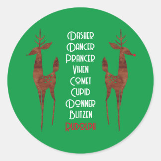 Sticker rond - Père Noël Reindeer -Rudolph