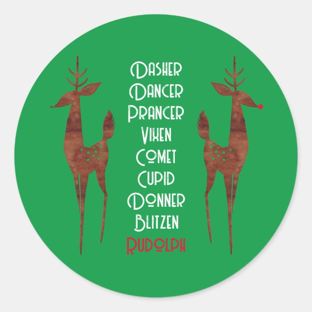 Sticker rond - Père Noël Reindeer -Rudolph (Devant)