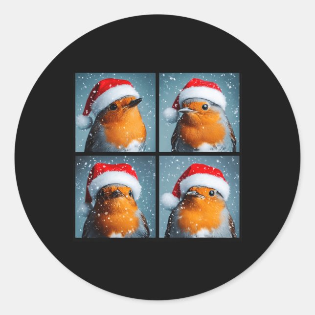 Sticker Rond Père Noël Robin Redsein Winter Bird Photographie C (Devant)