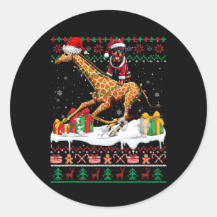 Sticker Rond Père Noël Rottweiler équitation Giraffe Sweat de N
