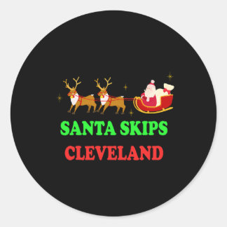 Sticker Rond Père Noël Skips Cleveland Père Noël Reindeer Funny