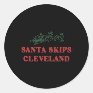 Sticker Rond Père Noël Skips Cleveland Père Noël Reindeer Noël
