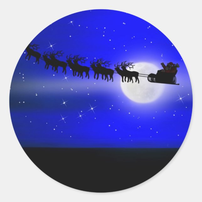 Sticker Rond Père Noël Sleigh Ride (Devant)