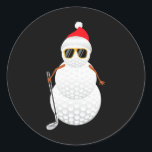 Sticker Rond Père Noël Snowman Golf Ball Christmas Golfer Cadea<br><div class="desc">Père Noël Snowman Golf Ball Christmas Golfer Cadeau</div>