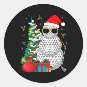 Sticker Rond Père Noël Snowman Golf Ball Christmas Golfeur