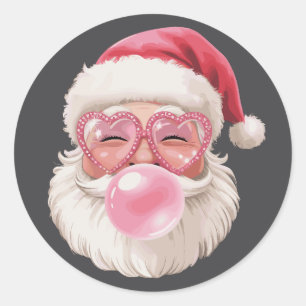 Sticker Rond Père Noël soufflant des bulles Noël drôle de Xmas