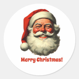 Sticker Rond Père Noël souriant rétro vintage