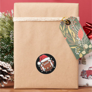 Sticker Rond Père Noël Sportifs Noël Américain Amoureux de Foot