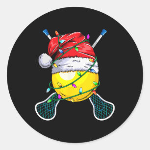 Sticker Rond Père Noël Sports Design - Lacrosse de Noël