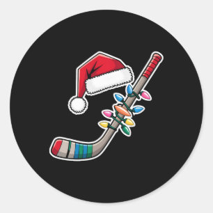 Sticker Rond Père Noël Sports Noël Hommes Garçons Joueur de hoc