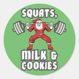 Sticker Rond Père Noël - Squats, Lait et Cookies