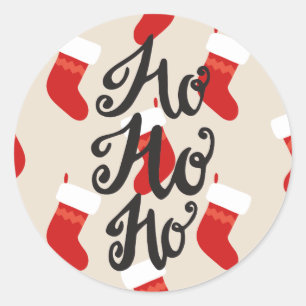 Sticker Rond Père Noël Stockings Noël Holiday HO HO HO Favorise