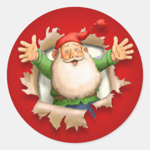 Sticker Rond Père Noël surprise à Noël