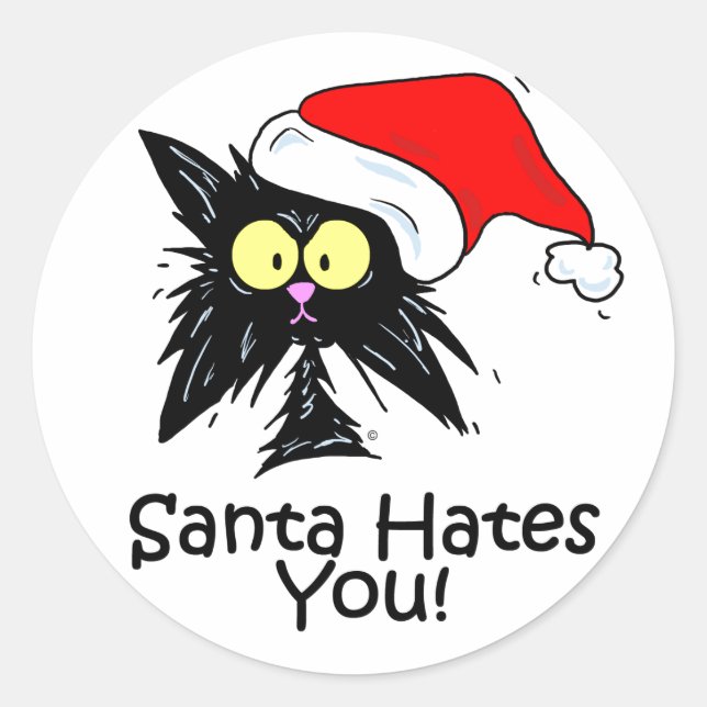 Sticker Rond Père Noël te déteste (Devant)