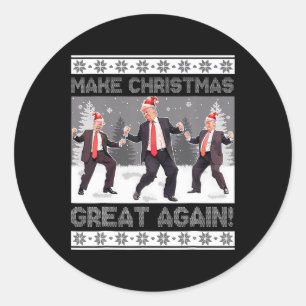 Sticker Rond Père Noël Trump Danse Rendre Noël super moche