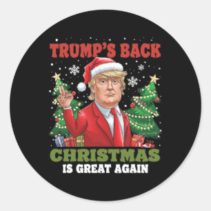 Sticker Rond Père Noël Trump Danse Rendre Noël super moche