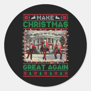 Sticker Rond Père Noël Trump Danse Rendre Noël super moche