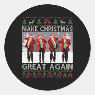 Sticker Rond Père Noël Trump Danse Rendre Noël super moche