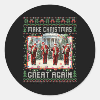Sticker Rond Père Noël Trump Danse Rendre Noël super moche