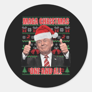Sticker Rond Père Noël Trump Noël Humour Funny Trump Noël 1