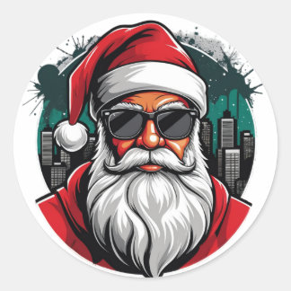 Sticker Rond Père Noël urbaine 10
