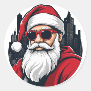 Sticker Rond Père Noël urbaine 3