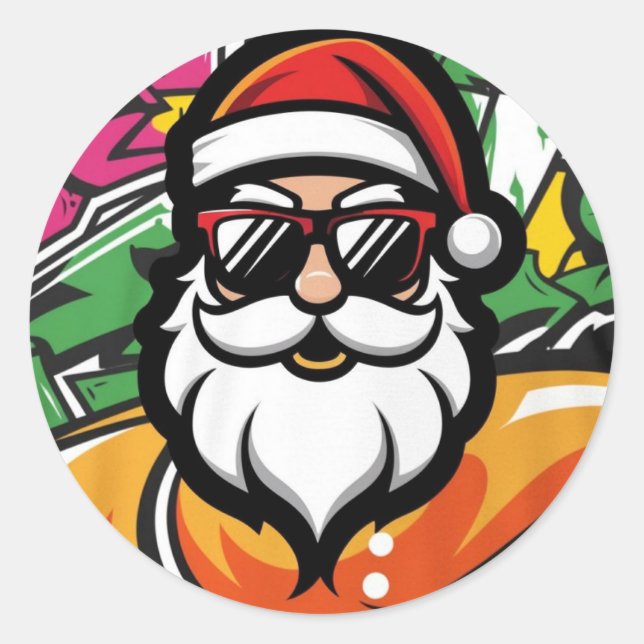 Sticker Rond Père Noël urbaine 5 (Devant)