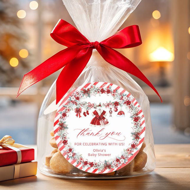 Sticker Rond Père Noël Vêtements bébé Baby shower Merci (Créateur téléchargé)