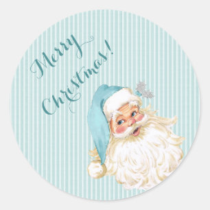 Sticker Rond Père Noël victorien vintage turquoise