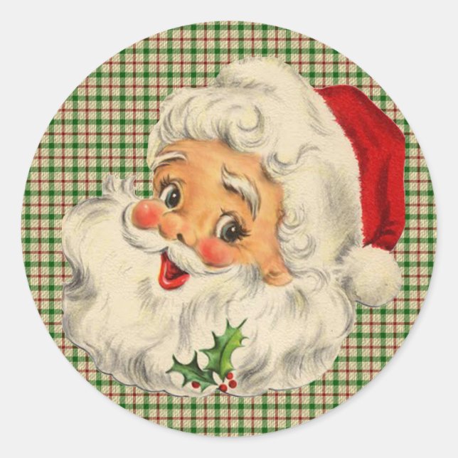 Sticker Rond Père Noël vintage (Devant)