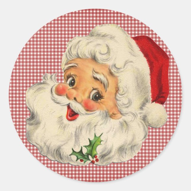 Sticker Rond Père Noël vintage (Devant)