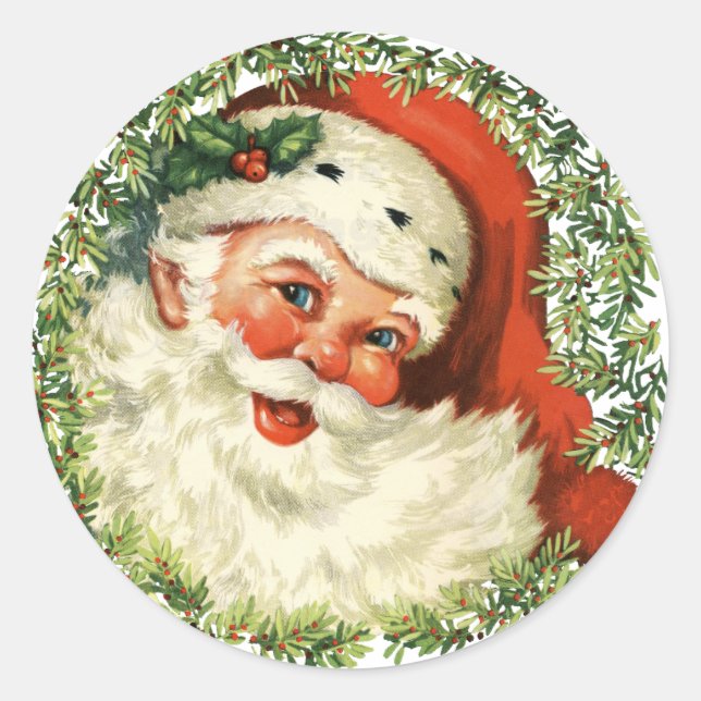 Sticker Rond Père Noël vintage (Devant)