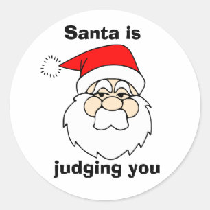 Sticker Rond Père Noël vous juge