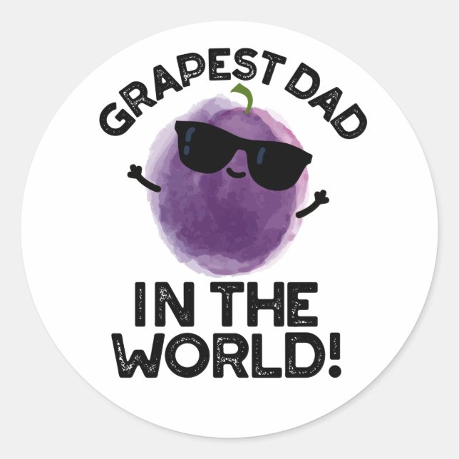 Sticker Rond Père Raisin Dans Le Monde Drôle Fruit Pun (Devant)