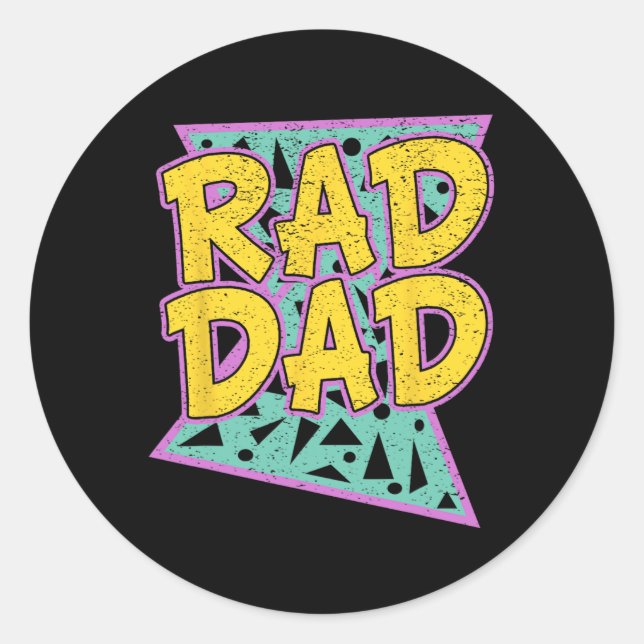 Sticker Rond Père&# s Cadeau de jour pour papa Rad Papa Chemis (Devant)