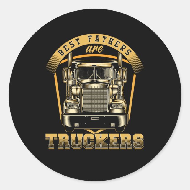 Sticker Rond Père Trucker Camion Papa Fête des pères mari (Devant)