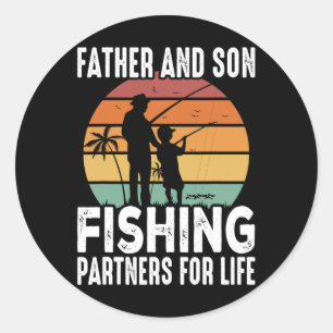 Sticker Rond Père vintage Et Fils Partenaires De Pêche Pour La