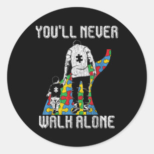 Sticker Rond Père vintage Fils Famille Autistique Enfants Autis