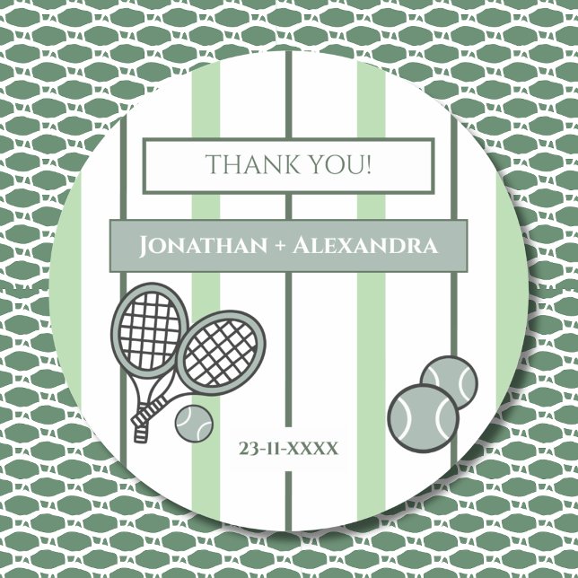 Sticker Rond Perfect Match Tennis Couple Shower Thank You (Créateur téléchargé)