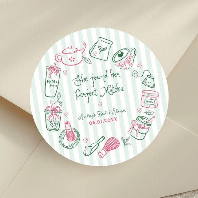Sticker Rond Perfect Matcha Pink and Green Bridal Shower (Créateur téléchargé)
