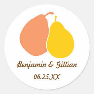 Sticker Rond Perfect poire orange mariage faveur nom tag étique