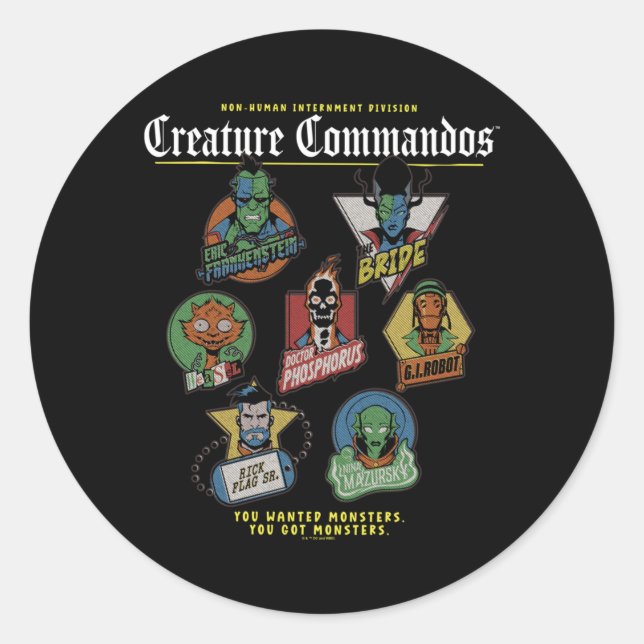 Sticker Rond Performances des badges de la brigade des monstres (Devant)